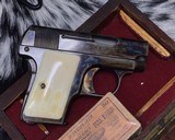 1925 Colt Model 1908 Case Colored W/ Preban Ivory Grips, Unfired in Wood Presentation case. Gorgeous - 6 of 12