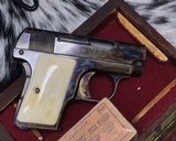 1925 Colt Model 1908 Case Colored W/ Preban Ivory Grips, Unfired in Wood Presentation case. Gorgeous - 10 of 12