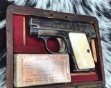 1925 Colt Model 1908 Case Colored W/ Preban Ivory Grips, Unfired in Wood Presentation case. Gorgeous - 4 of 12