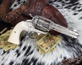 1900 Colt Bisley Frontier Six Shooter, Weldon Bledsoe Master Engraved and signed, Nickel, Ivory, factory letter. - 9 of 16