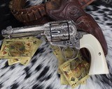 1900 Colt Bisley Frontier Six Shooter, Weldon Bledsoe Master Engraved and signed, Nickel, Ivory, factory letter. - 3 of 16