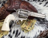 1900 Colt Bisley Frontier Six Shooter, Weldon Bledsoe Master Engraved and signed, Nickel, Ivory, factory letter. - 1 of 16