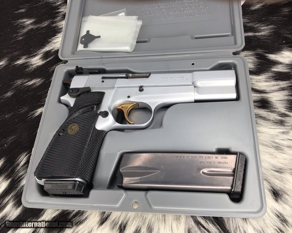 Browning Hi-Power, .40 Cal, Silver Chrome, Adjustable Sights, Unfired in  Box.