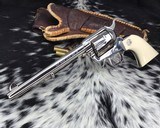 1989 Colt SAA, Nickel, 7.5 inch, .45 Colt, Boxed, Ivory Grips,NOS - 2 of 25