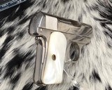 1920 Colt model 1908 Hammerless .25 acp, Nickel W/ Mother of Pearl grips, boxed - 16 of 18