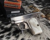 1920 Colt model 1908 Hammerless .25 acp, Nickel W/ Mother of Pearl grips, boxed - 2 of 18