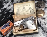1920 Colt model 1908 Hammerless .25 acp, Nickel W/ Mother of Pearl grips, boxed - 8 of 18