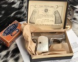 1920 Colt model 1908 Hammerless .25 acp, Nickel W/ Mother of Pearl grips, boxed - 1 of 18
