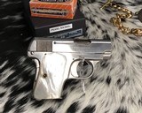1920 Colt model 1908 Hammerless .25 acp, Nickel W/ Mother of Pearl grips, boxed - 13 of 18