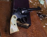 Prewar Colt Officers Model Target Heavy Barrel, Kings Single Action Only, Colt Mother of Pearl grips, W/Box - 16 of 25