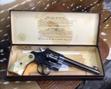 Prewar Colt Officers Model Target Heavy Barrel, Kings Single Action Only, Colt Mother of Pearl grips, W/Box - 1 of 25