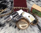 Kolb Baby Model 1924 Hammerless Revolver with Original Box, Nickel & Pearl - 1 of 15