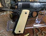 1918 Mfg. Colt 1911, Hand Engraved, Ivory Grips, .45 acp. Presentation Case - 5 of 25