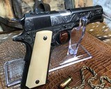1918 Mfg. Colt 1911, Hand Engraved, Ivory Grips, .45 acp. Presentation Case - 11 of 25