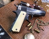 1918 Mfg. Colt 1911, Hand Engraved, Ivory Grips, .45 acp. Presentation Case - 25 of 25