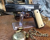1918 Mfg. Colt 1911, Hand Engraved, Ivory Grips, .45 acp. Presentation Case - 1 of 25
