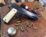 1918 Mfg. Colt 1911, Hand Engraved, Ivory Grips, .45 acp. Presentation Case - 21 of 25