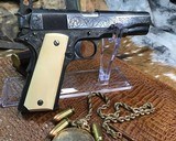 1918 Mfg. Colt 1911, Hand Engraved, Ivory Grips, .45 acp. Presentation Case - 12 of 25