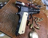 1918 Mfg. Colt 1911, Hand Engraved, Ivory Grips, .45 acp. Presentation Case - 15 of 25