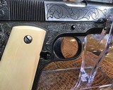 1918 Mfg. Colt 1911, Hand Engraved, Ivory Grips, .45 acp. Presentation Case - 8 of 25