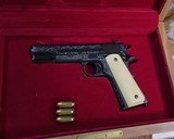 1918 Mfg. Colt 1911, Hand Engraved, Ivory Grips, .45 acp. Presentation Case - 19 of 25