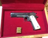 1918 Mfg. Colt 1911, Hand Engraved, Ivory Grips, .45 acp. Presentation Case - 6 of 25