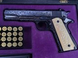 1947 Colt 1911, Hand Engraved, Ivory Grips, Cased, Gorgeous, Colt Factory Letter - 11 of 24