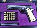 1947 Colt 1911, Hand Engraved, Ivory Grips, Cased, Gorgeous, Colt Factory Letter - 21 of 24