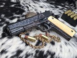 1947 Colt 1911, Hand Engraved, Ivory Grips, Cased, Gorgeous, Colt Factory Letter - 1 of 24