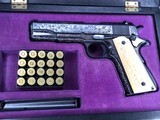 1947 Colt 1911, Hand Engraved, Ivory Grips, Cased, Gorgeous, Colt Factory Letter - 7 of 24