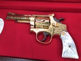 1955 Smith & Wesson Pre-18 , .22 Combat Masterpiece, Factory Engraved, Gold W/Mother of Pearl - 10 of 25