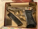 1970 Mfg. Rare Factory Nickel Walther PP, Alligator Box, Tools, Target, 2 mags - 3 of 19
