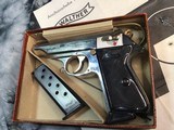 1970 Mfg. Rare Factory Nickel Walther PP, Alligator Box, Tools, Target, 2 mags - 12 of 19