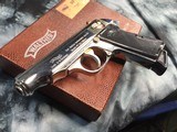 1970 Mfg. Rare Factory Nickel Walther PP, Alligator Box, Tools, Target, 2 mags - 11 of 19