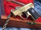 1927 Mfg. Walther model 9 Vest Pocket, Factory Engraved, Gold plated, .25acp. Cased, Trades Welcome! - 1 of 16