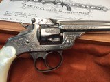 1897 Mfg. Smith & Wesson .32 Double Action Fourth Model, Factory Engraved, Nickel, Pearls, Factory Letter, Cased - 13 of 25