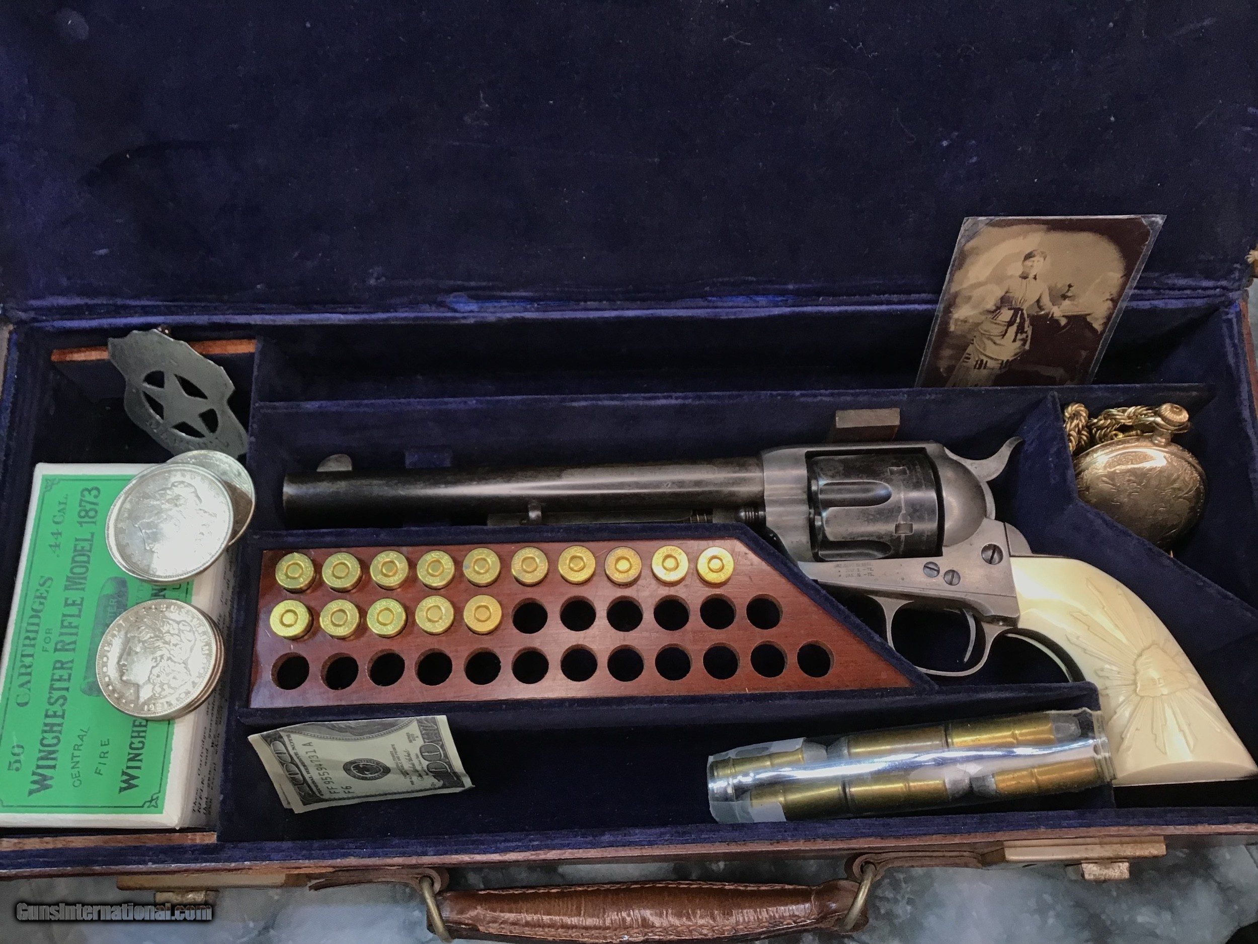 1883 Colt Frontier Six Shooter, 44/40, Etched Panel, Carved