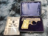 Baby Browning Renaissance Engraved, Belgium Made, Cased, .25acp. - 1 of 25