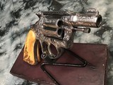 Prewar First Series 1936 Colt Detective Special, Hand Engraved, Nickel Stag Grips, Orig. Box. Colt Letter. - 16 of 24