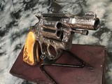 Prewar First Series 1936 Colt Detective Special, Hand Engraved, Nickel Stag Grips, Orig. Box. Colt Letter. - 9 of 24