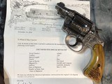 Prewar First Series 1936 Colt Detective Special, Hand Engraved, Nickel Stag Grips, Orig. Box. Colt Letter. - 15 of 24