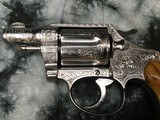 Prewar First Series 1936 Colt Detective Special, Hand Engraved, Nickel Stag Grips, Orig. Box. Colt Letter. - 2 of 24