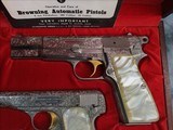 1950s Belgium Browning Renaissance Engraved Triple Gun Auto Pistol Set, Rare Coin Finished, Cased - 13 of 17