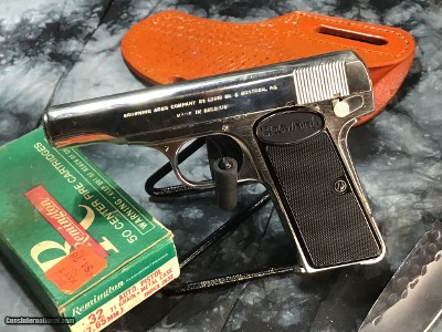 Belgium Browning model 1910, Factory Nickel, .32 acp W/Holster, Trades Welcome!