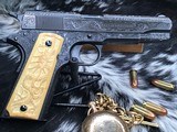 1918 Mfg. Colt 1911 US Army WWI, Engraved W/ Carved Ivory Grips, - 25 of 25