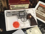 1989 Colt Python Stainless 4 inch, Excellent W/Original Box - 1 of 25