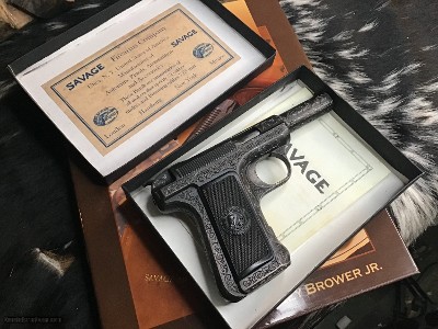 1907 Savage Pistol, Engraved & Boxed, .32acp. Gorgeous, Trades Welcome