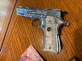 1964 Matched Pair of Llama Factory Engraved, Nickel 1911 Deluxe .22 Pistols, Unfired, Boxed, US Colonel bringback, Beautiful Pair - 7 of 15