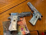 1964 Matched Pair of Llama Factory Engraved, Nickel 1911 Deluxe .22 Pistols, Unfired, Boxed, US Colonel bringback, Beautiful Pair - 9 of 15