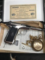 1914 Mfg. Savage .380 Pistol, Rare Nickel Finish Gun, Factory Letter, Boxed - 8 of 25